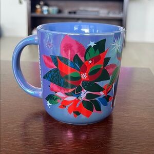 Starbucks Iridescent Poinsettia Christmas Holiday Mug with Floral Design